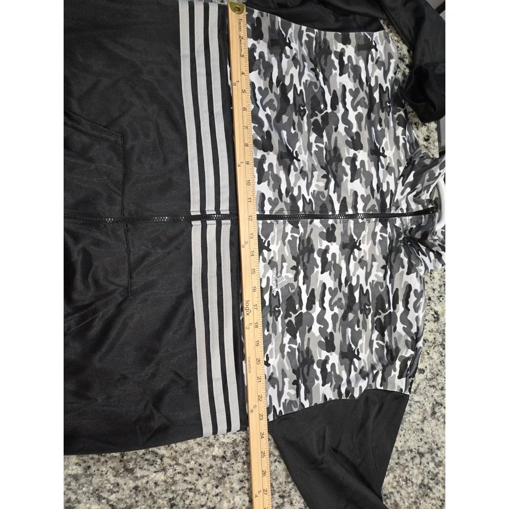 Mens Adidas Essentials Camo Tricot Full Zip Jacket Black Gray White Chest 48